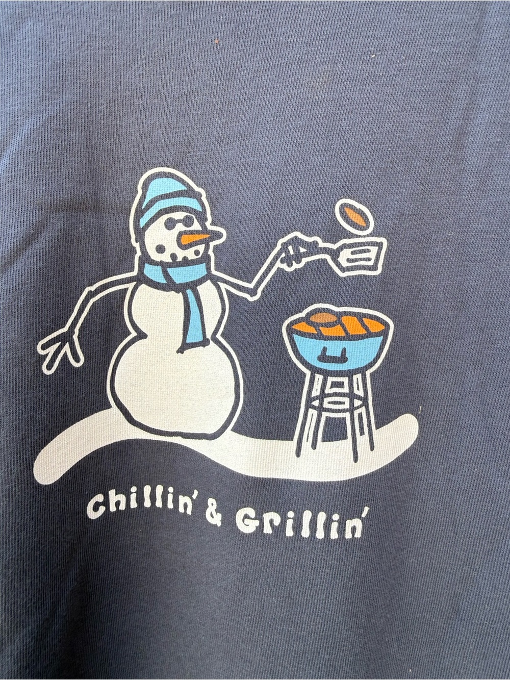 Life Is Good Navy 'Chillin' & Grillin'' Snowman Tee
